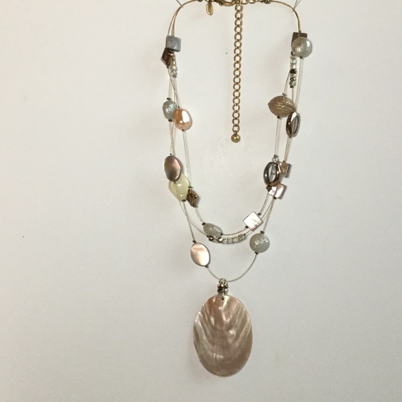 Chico's Jewelry - Chico’s Beaded Wire Necklace with Shell Pendant
